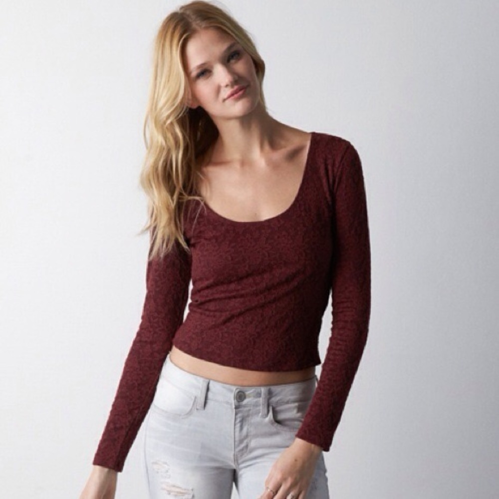 Lace maroon crop top